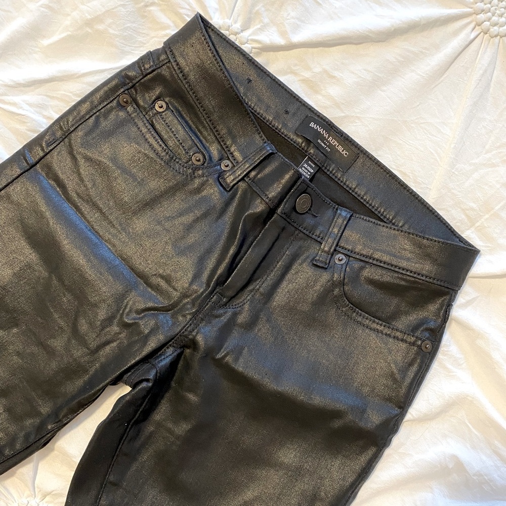 Banana Republic Black Faux Leather Petite Pants